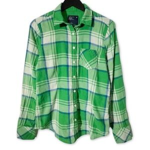 American Eagle Outfitters Plaid Button Down Shirt Womens 12 Long Sleeve Top